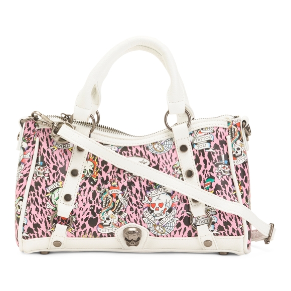 Ed Hardy Pink and White Satchel